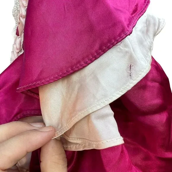 Vintage Gunne‎ Sax Burgundy Satin Pink Lace Short Puff Sleeve Maxi Dress No Size - Picture 6 of 16